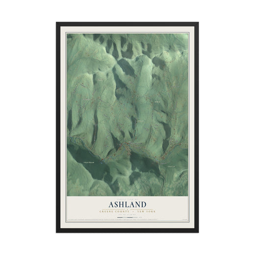 Map of Ashland, Greene County, New York, 12 x 18 inch print in a black wood frame