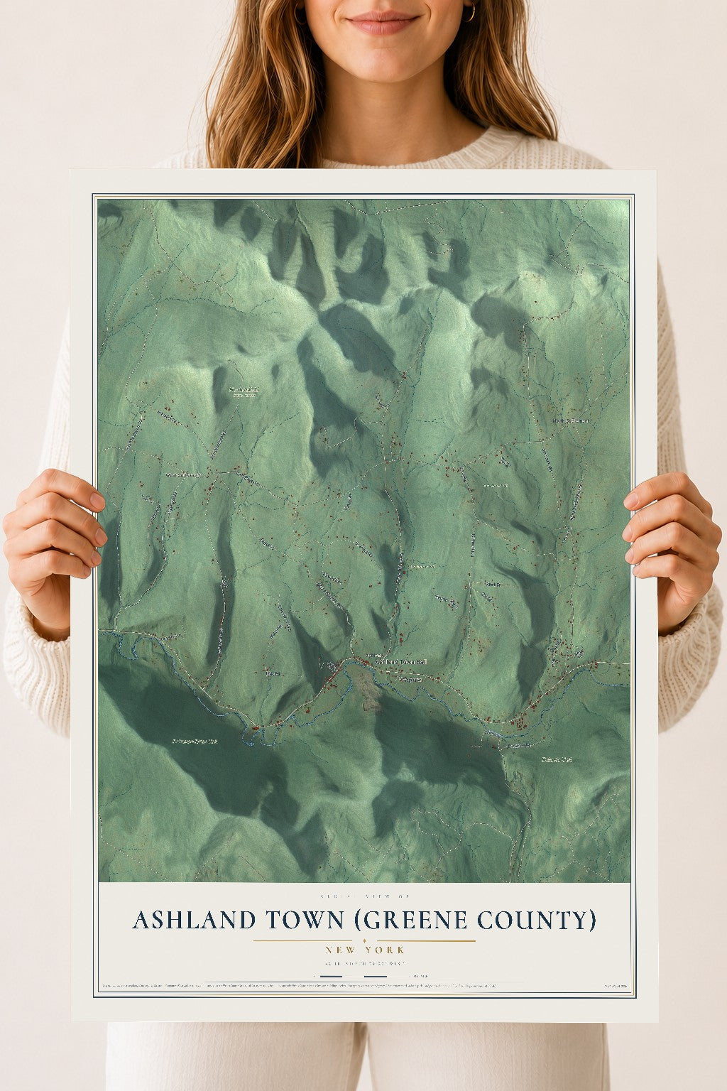 Ashland Town (Greene County), New York map print, 18" x 24" Archival Matte Print mockup