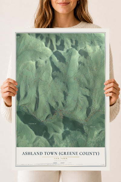 Ashland Town (Greene County), New York map print, 18" x 24" Archival Matte Print mockup