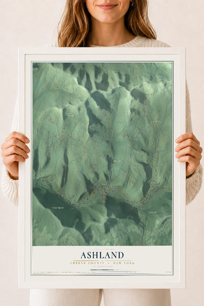 Map of Ashland, Greene County, New York, 18 x 24 inch print in a white wood frame