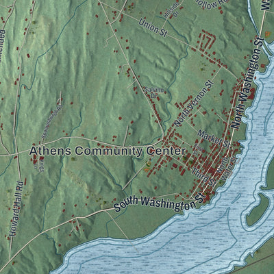 Close-up 1 of the Athens, New York map artwork