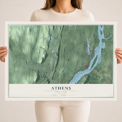 Athens, New York map print, 18" x 24" Archival Matte Print mockup