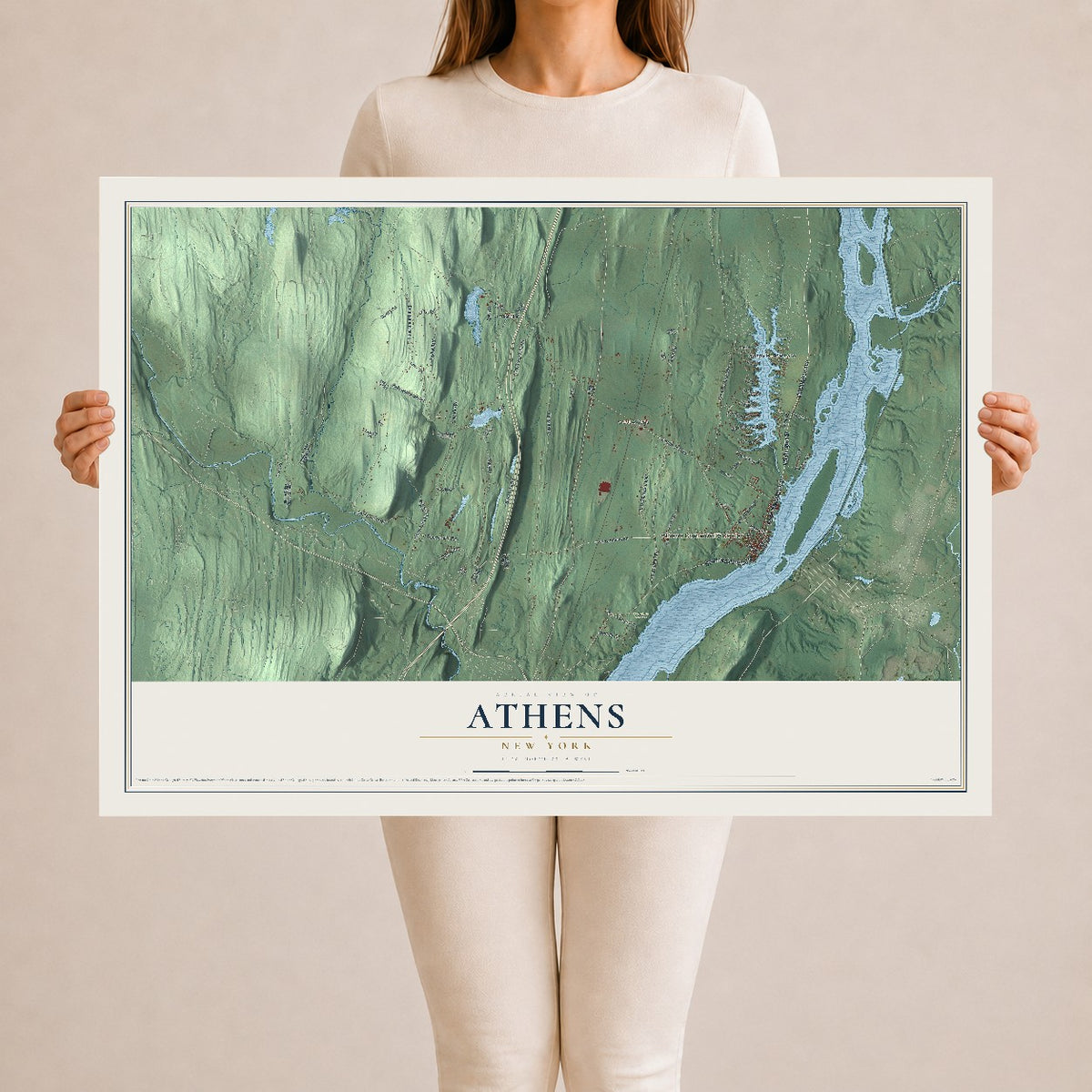 Athens, New York map print, 24" x 36" Archival Matte Print mockup
