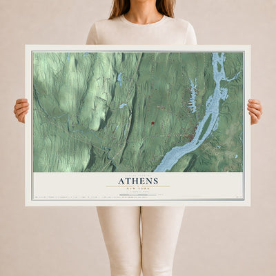 Athens, New York map print, 24" x 36" Archival Matte Print mockup