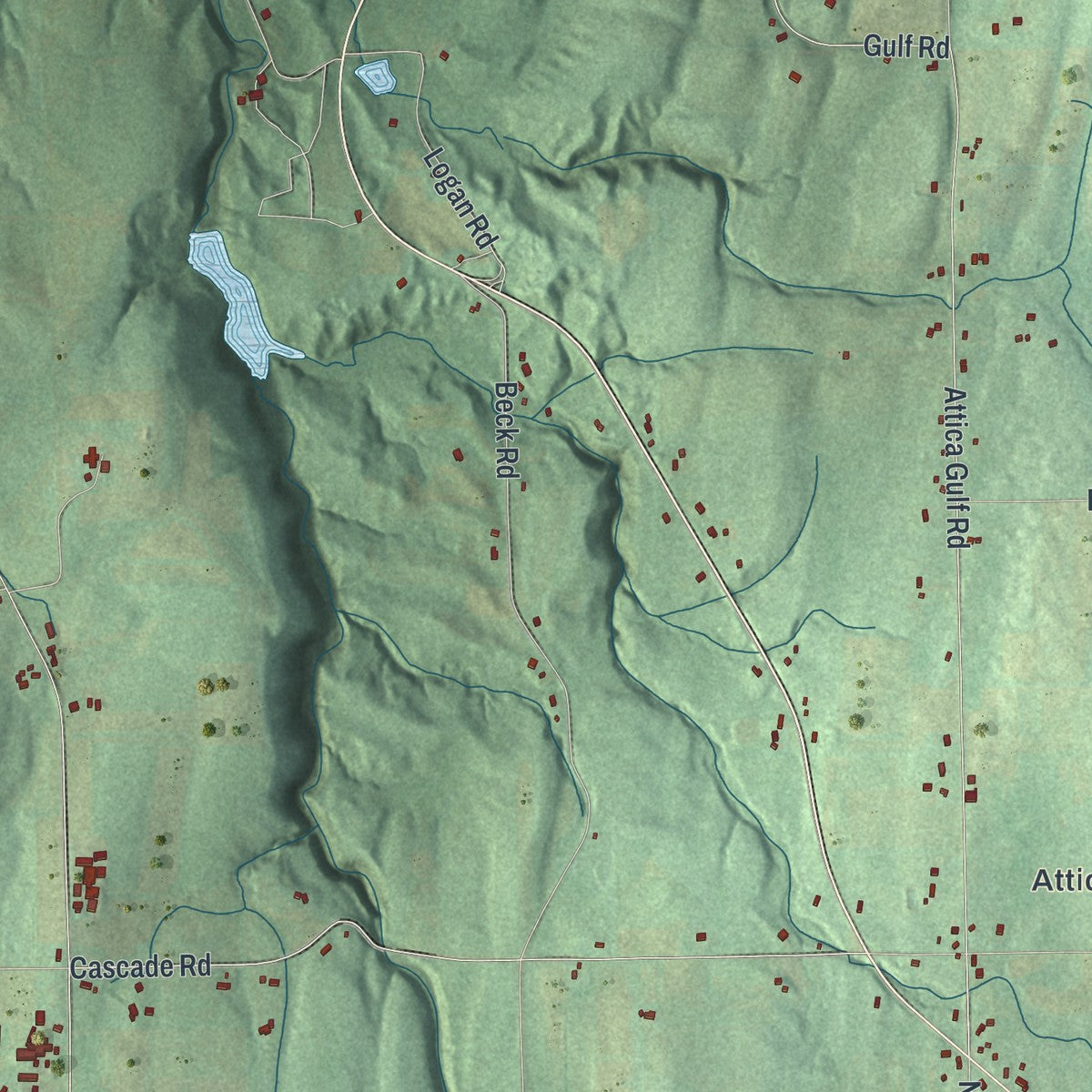 Close-up 2 of the Attica, New York map artwork