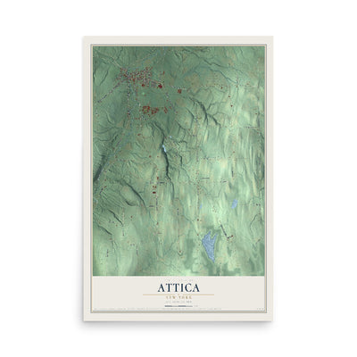 Attica, New York map print, 12" x 18" Archival Matte Print mockup
