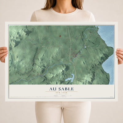 Au Sable, New York map print, 18" x 24" Archival Matte Print mockup