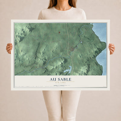 Au Sable, New York map print, 24" x 36" Archival Matte Print mockup