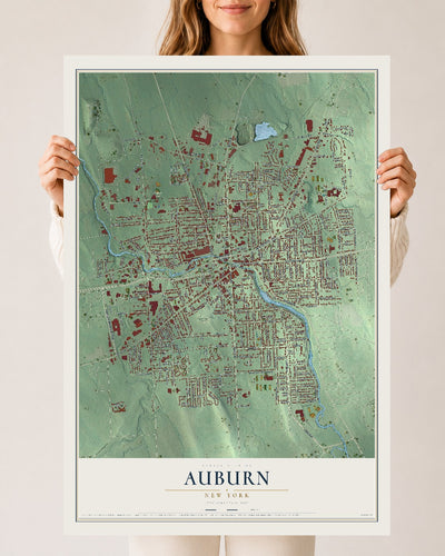 Auburn, New York map print, 24" x 36" Archival Matte Print mockup