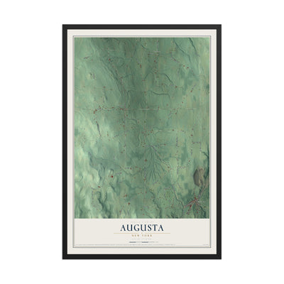 Augusta, New York map print, 12" x 18" W/ Black Ayous Wood Frame mockup