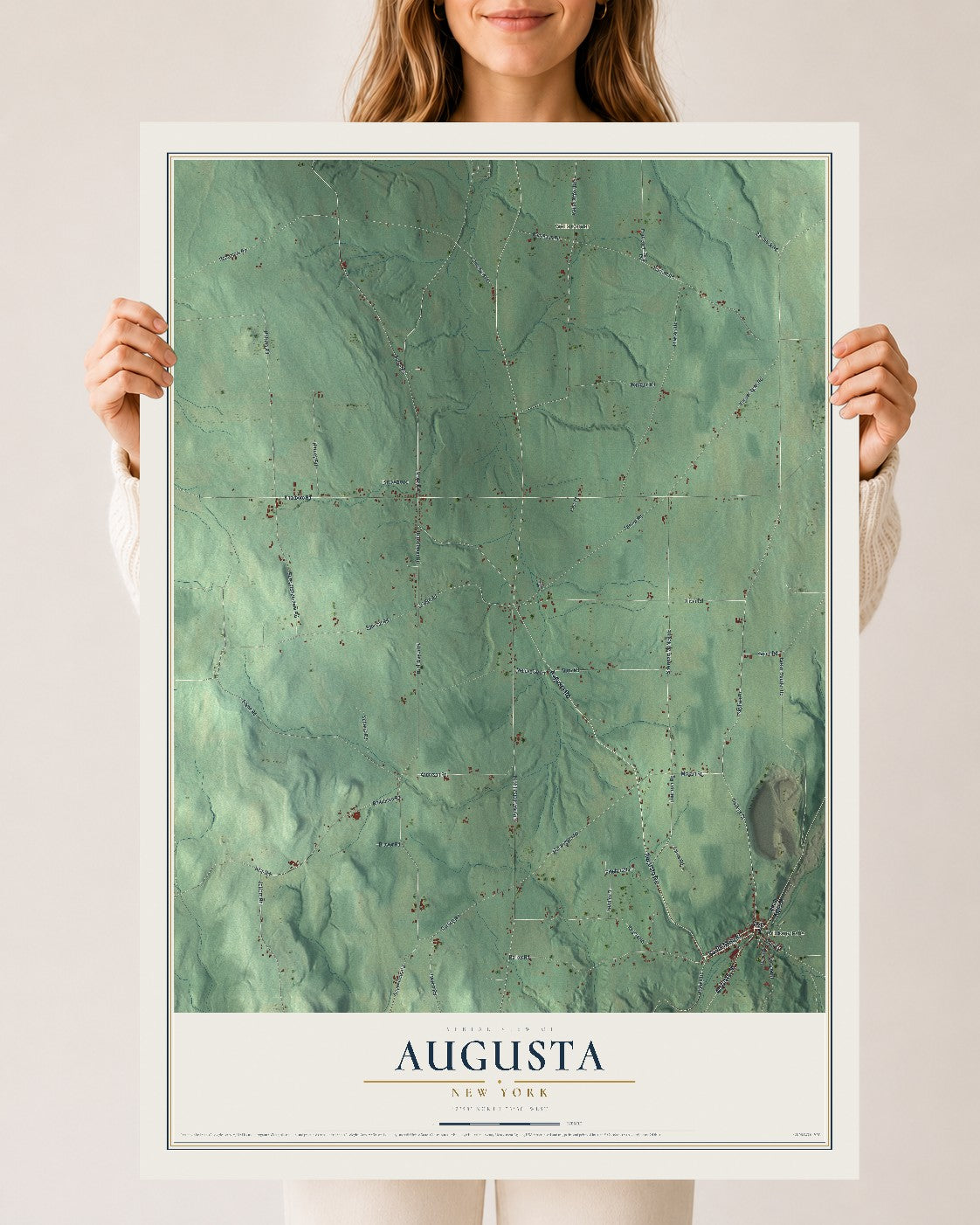Augusta, New York map print, 24" x 36" Archival Matte Print mockup