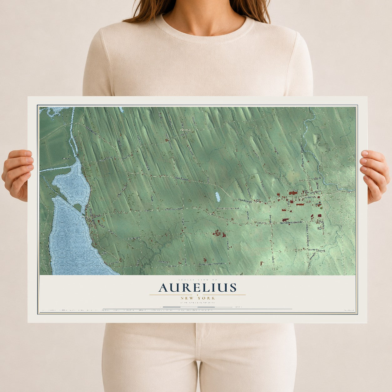 Aurelius, New York map print, 12" x 18" Archival Matte Print mockup