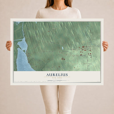 Aurelius, New York map print, 24" x 36" Archival Matte Print mockup