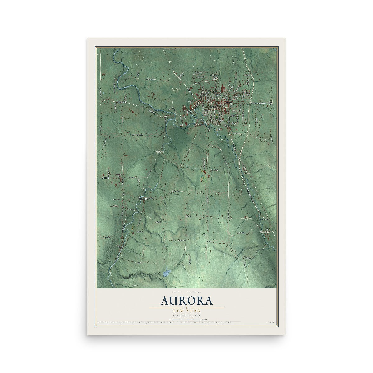 Aurora, New York map print, 12" x 18" Archival Matte Print mockup