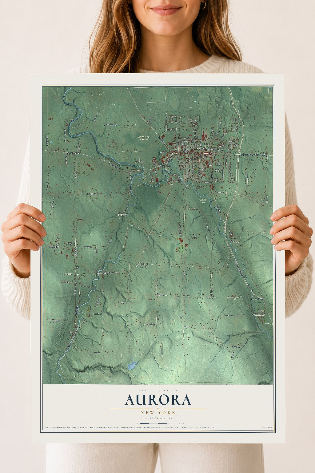Aurora, New York map print, 18" x 24" Archival Matte Print mockup