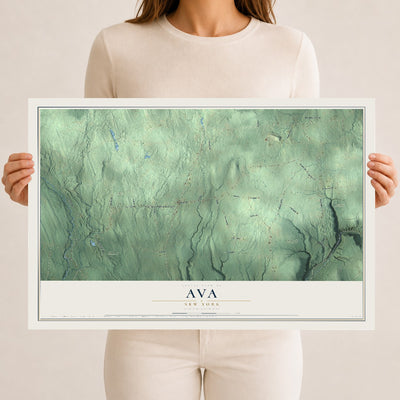 Ava, New York map print, 12" x 18" Archival Matte Print mockup