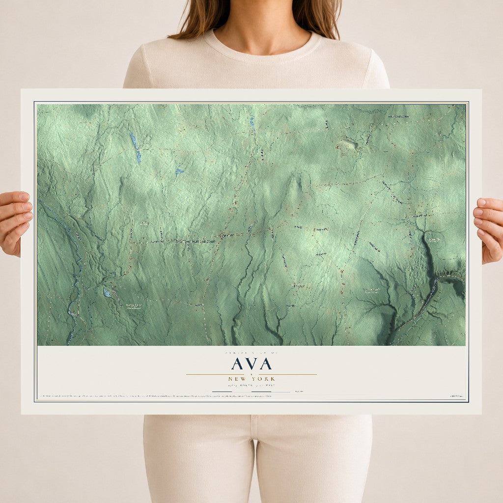 Ava, New York map print, 18" x 24" Archival Matte Print mockup