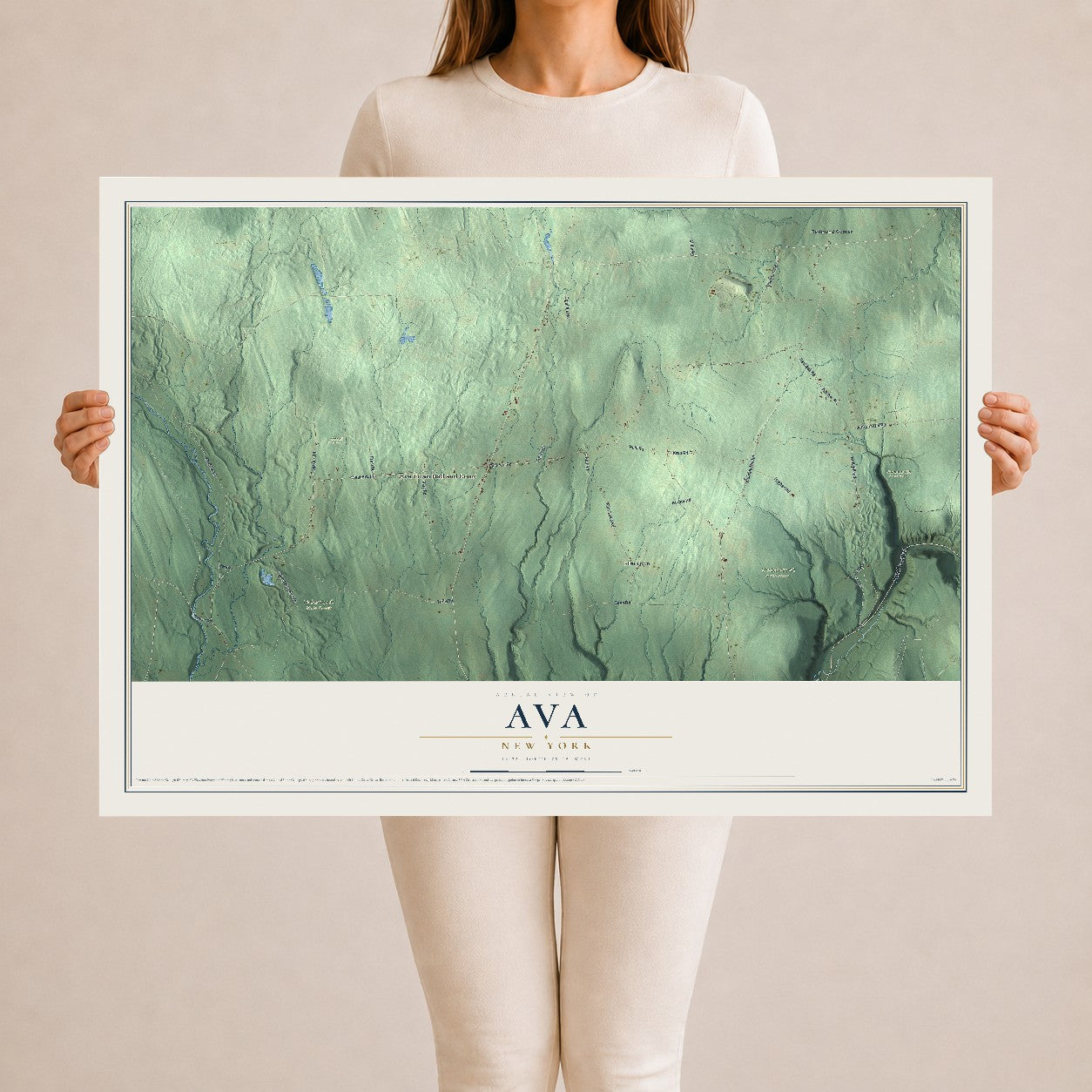 Ava, New York map print, 24" x 36" Archival Matte Print mockup