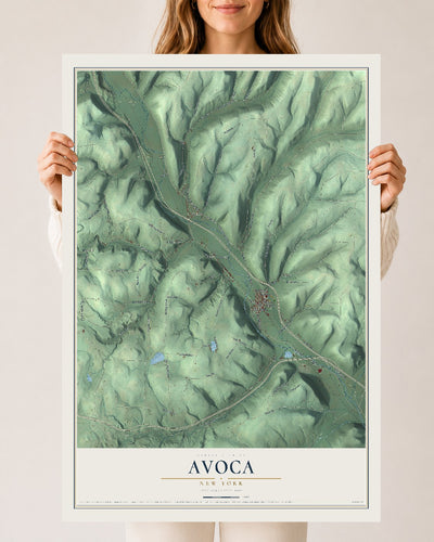 Avoca, New York map print, 24" x 36" Archival Matte Print mockup