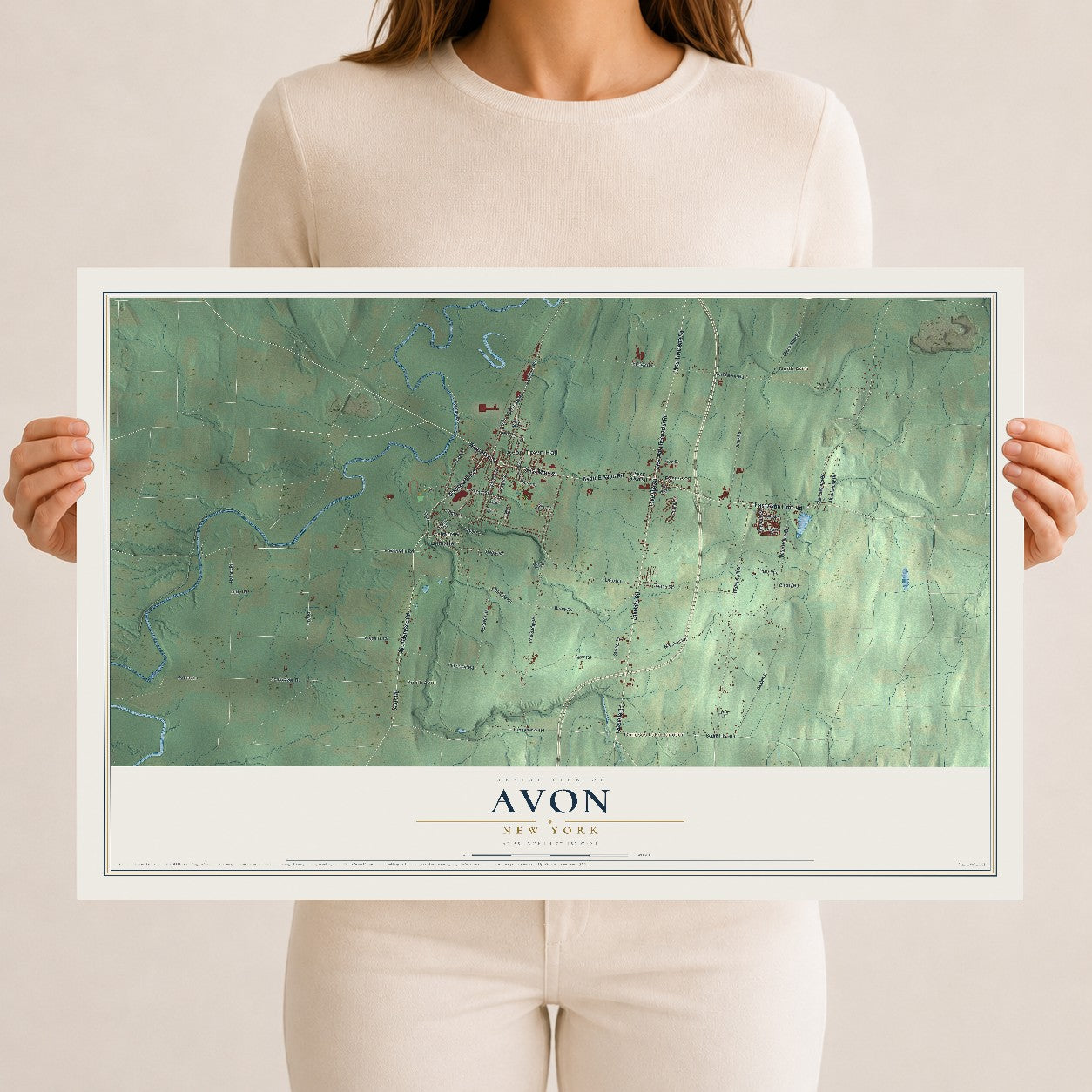 Avon, New York map print, 12" x 18" Archival Matte Print mockup