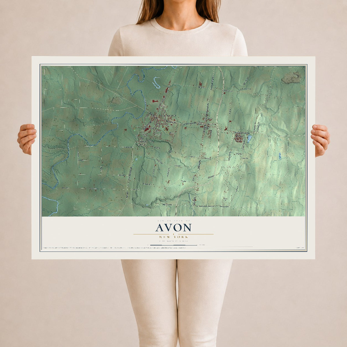 Avon, New York map print, 24" x 36" Archival Matte Print mockup