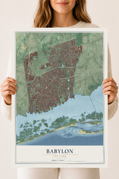 Babylon, New York map print, 18" x 24" Archival Matte Print mockup