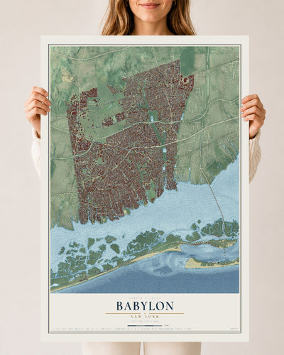 Babylon, New York map print, 24" x 36" Archival Matte Print mockup