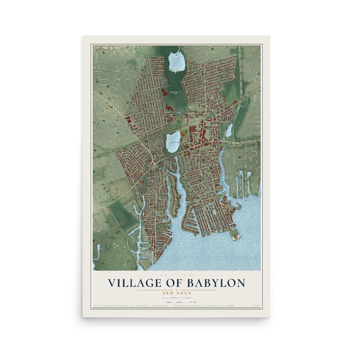 Babylon, New York map print, 12" x 18" Archival Matte Print mockup