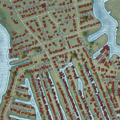 Close-up 1 of the Babylon, New York map artwork