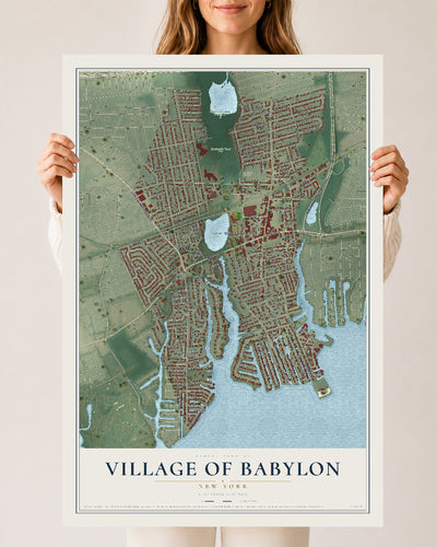 Babylon, New York map print, 24" x 36" Archival Matte Print mockup