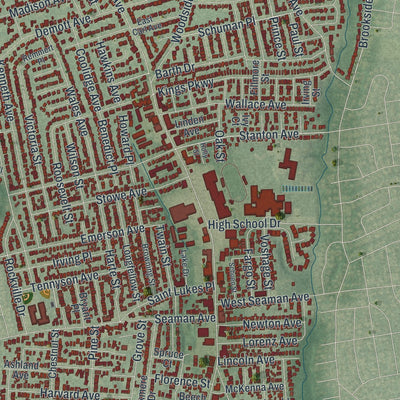 Close-up 2 of the Baldwin, New York map artwork