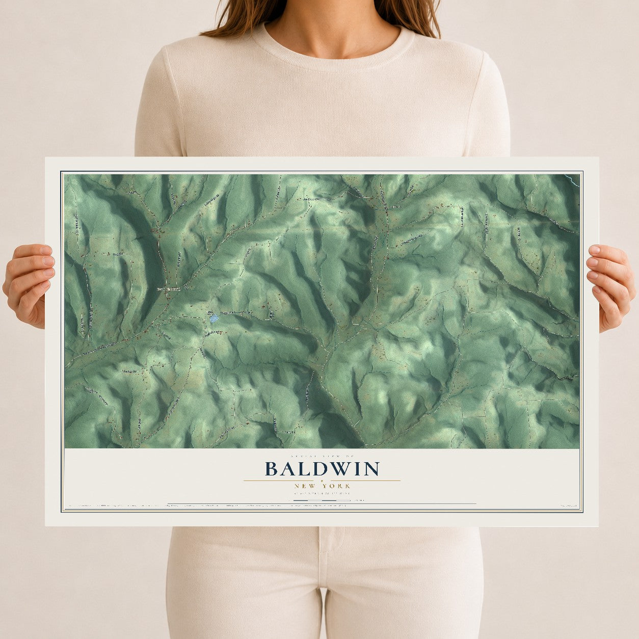 Baldwin, New York map print, 12" x 18" Archival Matte Print mockup