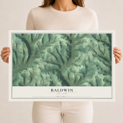 Baldwin, New York map print, 12" x 18" Archival Matte Print mockup