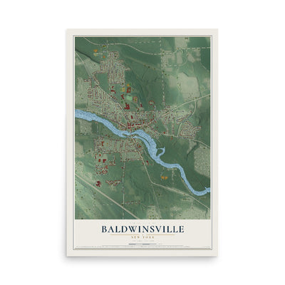 Baldwinsville, New York map print, 12" x 18" Archival Matte Print mockup