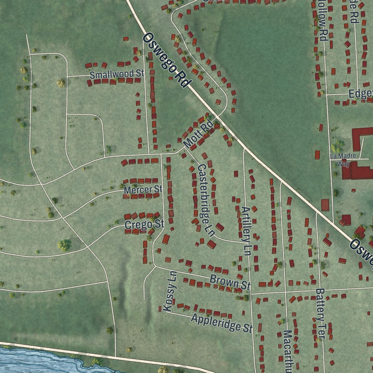Close-up 2 of the Baldwinsville, New York map artwork