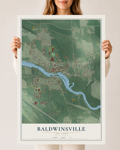 Baldwinsville, New York map print, 24" x 36" Archival Matte Print mockup
