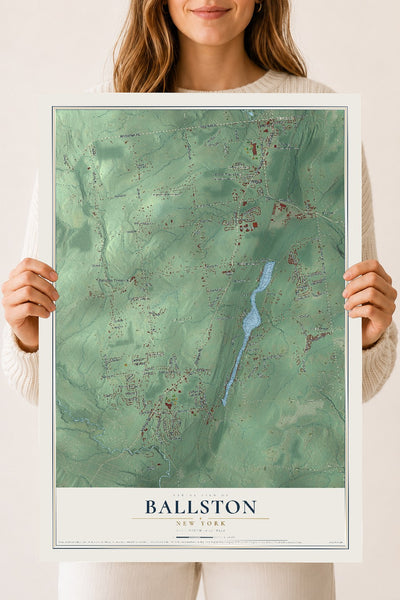 Ballston, New York map print, 18" x 24" Archival Matte Print mockup