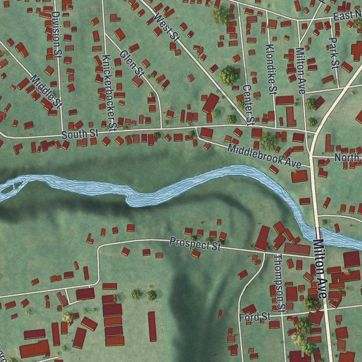 Close-up 2 of the Ballston Spa, New York map artwork
