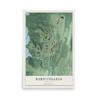 Bard College, New York map print, 12" x 18" Archival Matte Print mockup