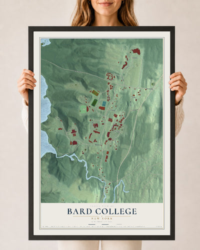 Bard College, New York map print, 24" x 36" W/ Black Ayous Wood Frame mockup