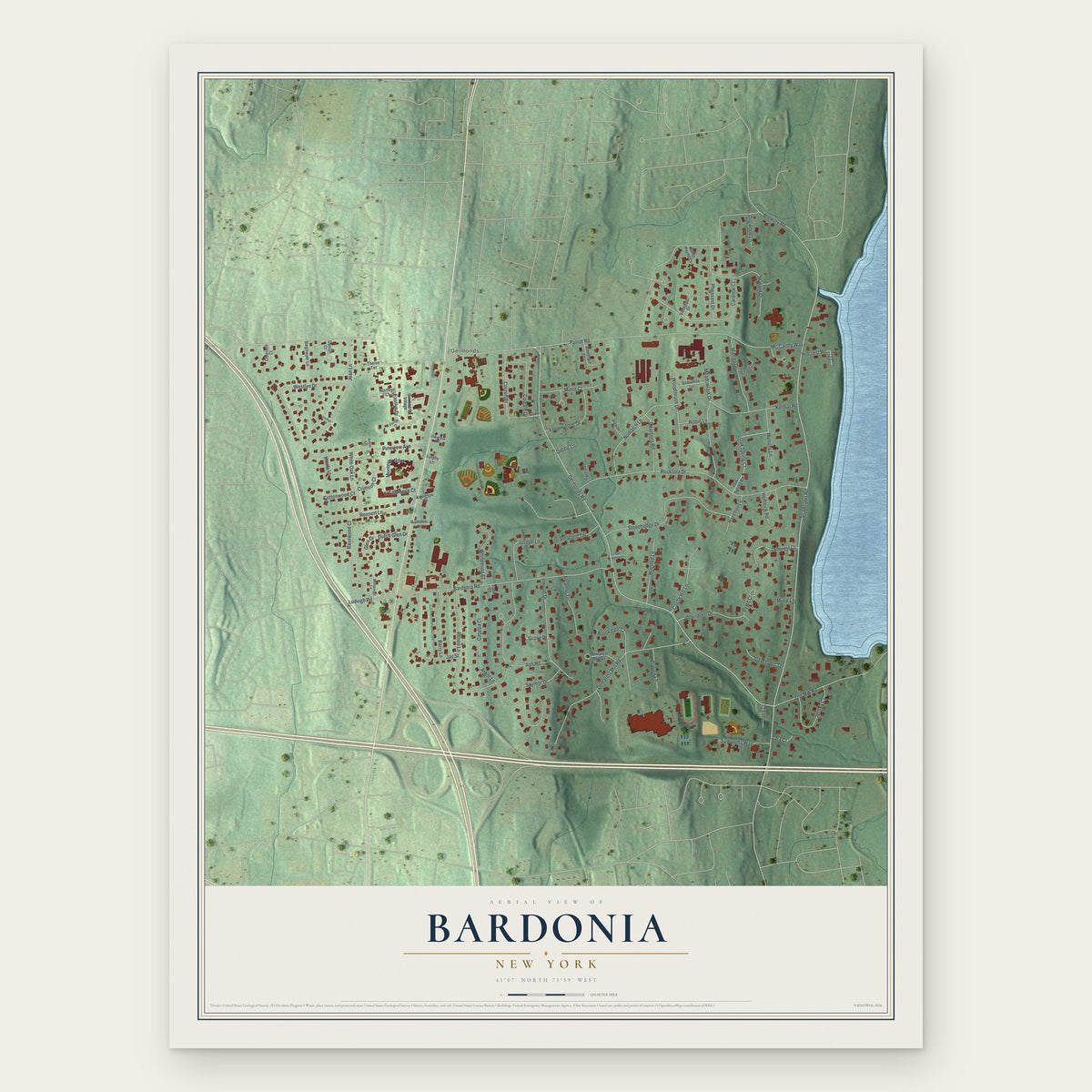 Bardonia, New York map print, the full design