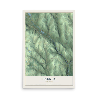 Barker, New York map print, 12" x 18" Archival Matte Print mockup