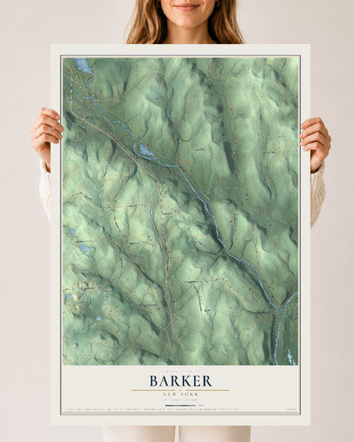 Barker, New York map print, 24" x 36" Archival Matte Print mockup