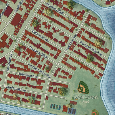 Close-up 1 of the Barnum Island, New York map artwork