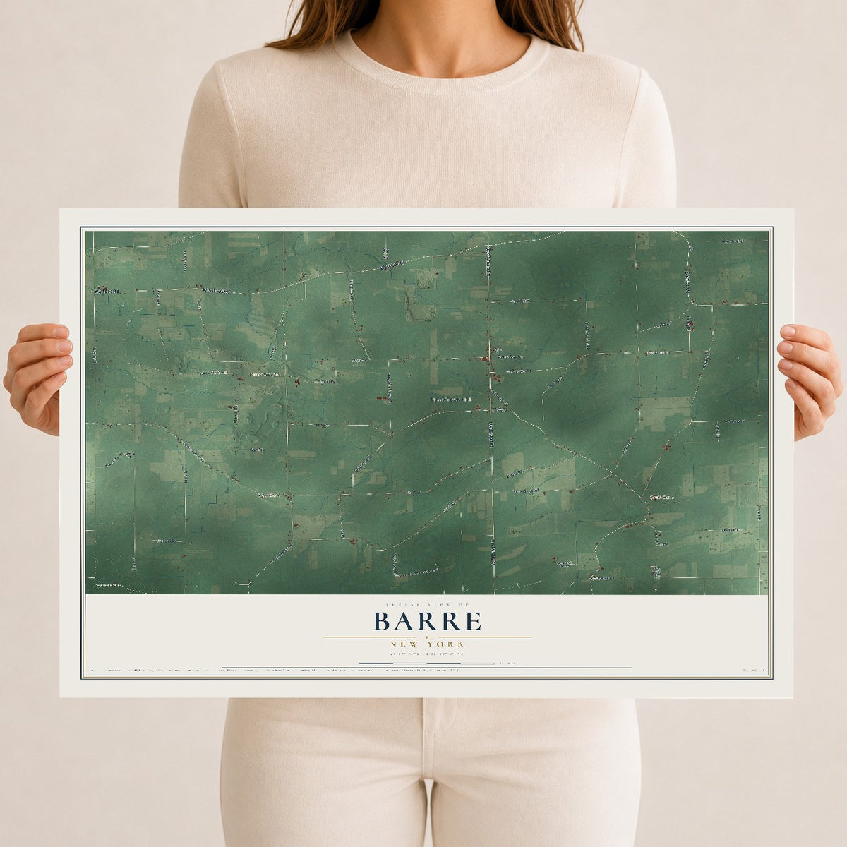 Barre, New York map print, 12" x 18" Archival Matte Print mockup