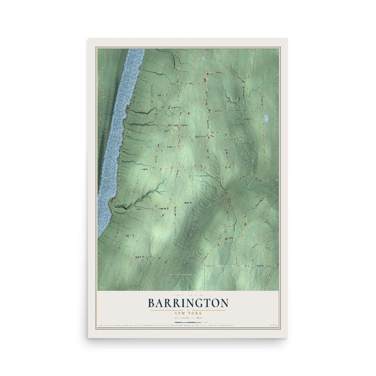 Barrington, New York map print, 12" x 18" Archival Matte Print mockup