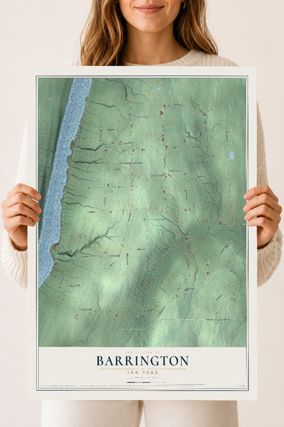 Barrington, New York map print, 18" x 24" Archival Matte Print mockup