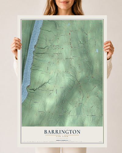 Barrington, New York map print, 24" x 36" Archival Matte Print mockup
