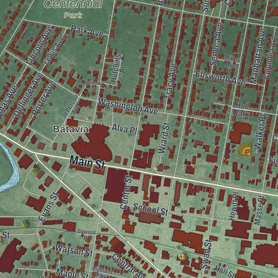 Close-up 1 of the Batavia City (Genesee County), New York map artwork