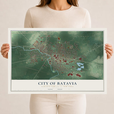 Map of the City of Batavia, Genesee County, New York, 12 x 18 inch unframed archival matte print